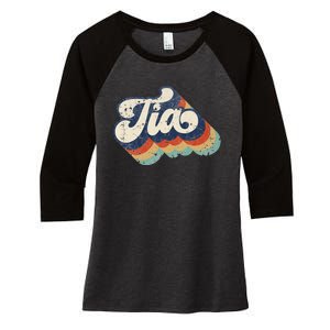 Cute Tia for Auntie Best Tia Ever Aunt Retro mom Women's Tri-Blend 3/4-Sleeve Raglan Shirt