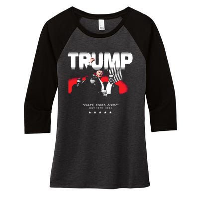 Ctespn Trump Fight Fight Fight July 13th 2024 Women's Tri-Blend 3/4-Sleeve Raglan Shirt