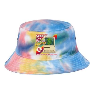 Commit Tax Fraud Online! Distressed Retro Video Game Box Art Tie Dye Newport Bucket Hat