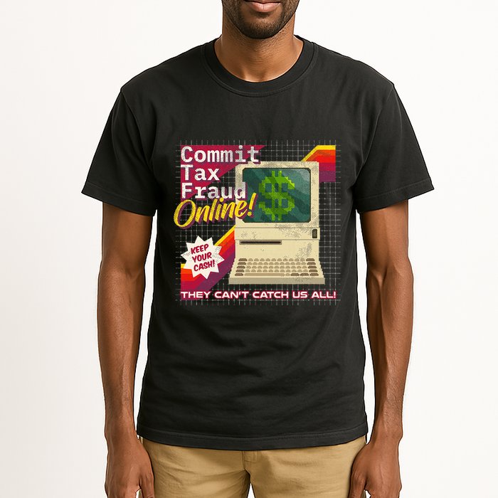 Commit Tax Fraud Online! Distressed Retro Video Game Box Art Tall T-Shirt