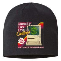 Commit Tax Fraud Online! Distressed Retro Video Game Box Art Sustainable Beanie