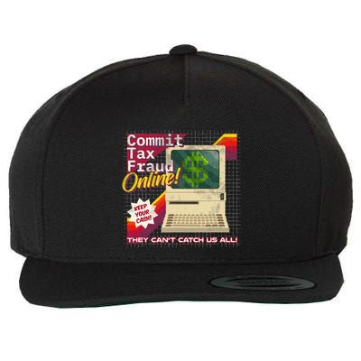 Commit Tax Fraud Online! Distressed Retro Video Game Box Art Wool Snapback Cap