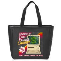 Commit Tax Fraud Online! Distressed Retro Video Game Box Art Zip Tote Bag