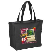 Commit Tax Fraud Online! Distressed Retro Video Game Box Art Zip Tote Bag