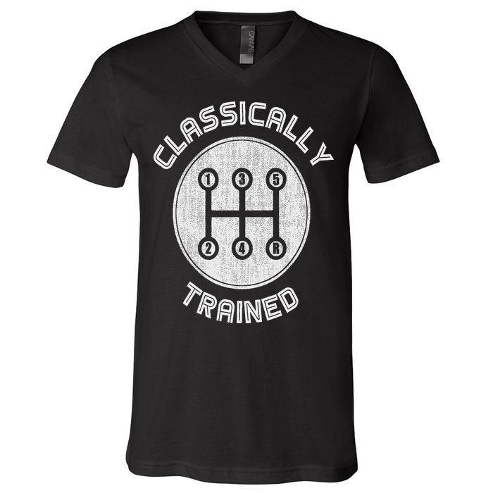 Classically Trained Funny Three Pedals Car Guys V-Neck T-Shirt
