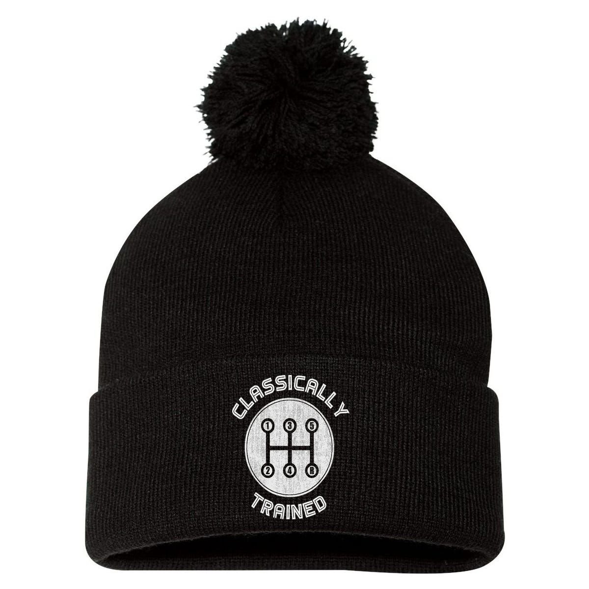Classically Trained Funny Three Pedals Car Guys Pom Pom 12in Knit Beanie