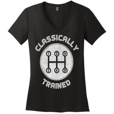Classically Trained Funny Three Pedals Car Guys Women's V-Neck T-Shirt