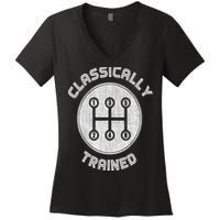 Classically Trained Funny Three Pedals Car Guys Women's V-Neck T-Shirt
