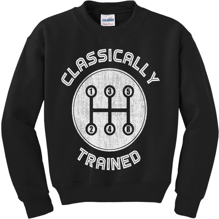 Classically Trained Funny Three Pedals Car Guys Kids Sweatshirt