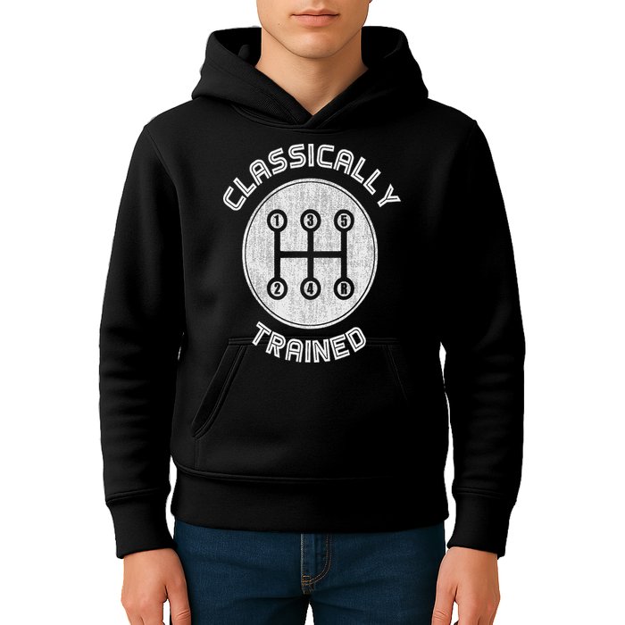 Classically Trained Funny Three Pedals Car Guys Kids Hoodie