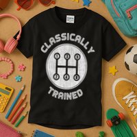 Classically Trained Funny Three Pedals Car Guys Kids T-Shirt