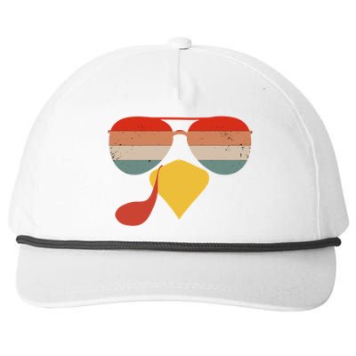 Cool Turkey Face Vintage Sunglasses Thanksgiving Fun Family Gift Snapback Five-Panel Rope Hat