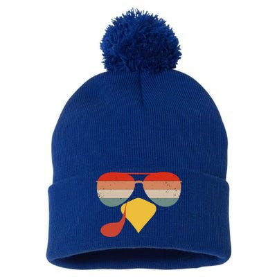 Cool Turkey Face Vintage Sunglasses Thanksgiving Fun Family Gift Pom Pom 12in Knit Beanie