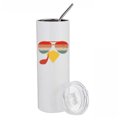 Cool Turkey Face Vintage Sunglasses Thanksgiving Fun Family Gift Stainless Steel Tumbler