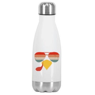 Cool Turkey Face Vintage Sunglasses Thanksgiving Fun Family Gift Stainless Steel Insulated Water Bottle