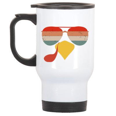 Cool Turkey Face Vintage Sunglasses Thanksgiving Fun Family Gift Stainless Steel Travel Mug