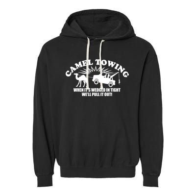 Camel Towing Funny Garment-Dyed Fleece Hoodie