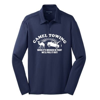 Camel Towing Funny Silk Touch Performance Long Sleeve Polo