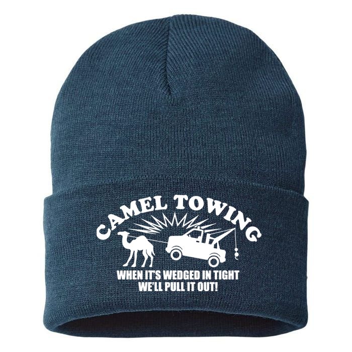 Camel Towing Funny Sustainable Knit Beanie