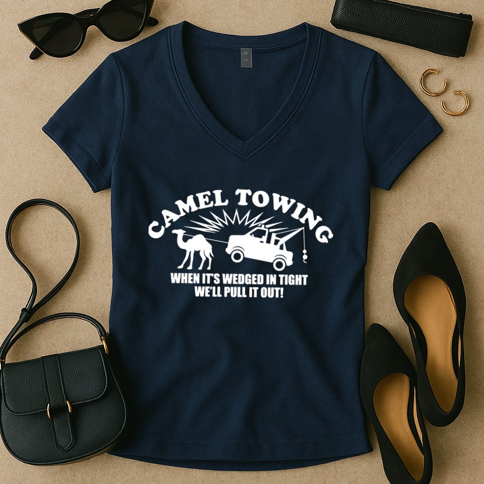 Camel Towing Funny Women's V-Neck T-Shirt