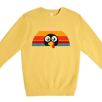 Cute Turkey Face Retro Vintage For Thanksgiving Party Gift Premium Crewneck Sweatshirt