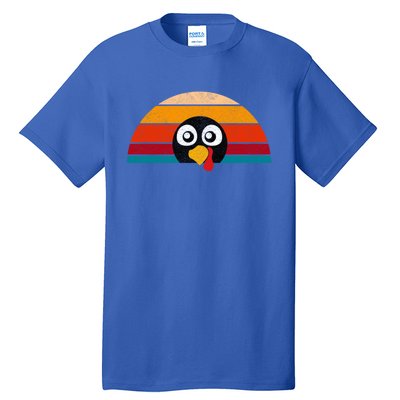 Cute Turkey Face Retro Vintage For Thanksgiving Party Gift Tall T-Shirt