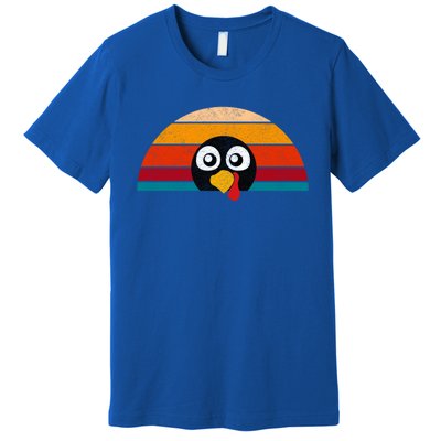 Cute Turkey Face Retro Vintage For Thanksgiving Party Gift Premium T-Shirt