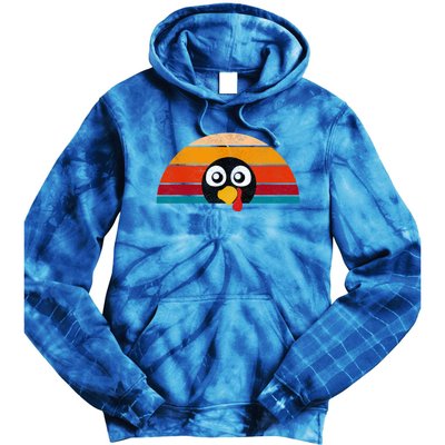 Cute Turkey Face Retro Vintage For Thanksgiving Party Gift Tie Dye Hoodie