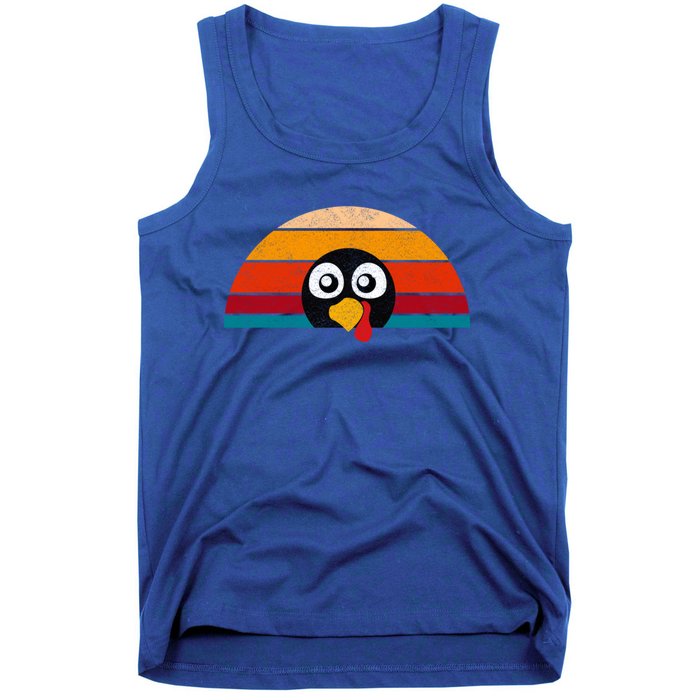 Cute Turkey Face Retro Vintage For Thanksgiving Party Gift Tank Top