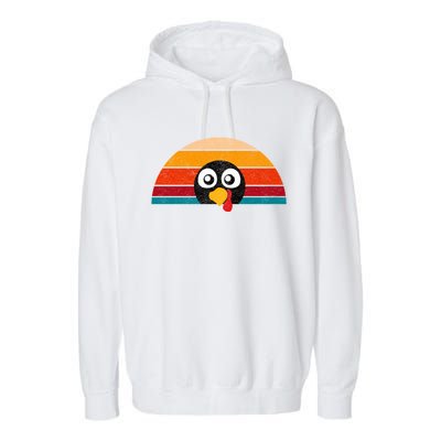 Cute Turkey Face Retro Vintage For Thanksgiving Party Gift Garment-Dyed Fleece Hoodie