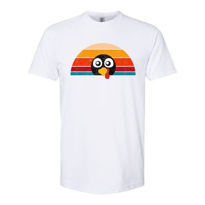 Cute Turkey Face Retro Vintage For Thanksgiving Party Gift Softstyle CVC T-Shirt