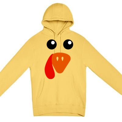 Cute Turkey Face Gift Pilgrim Thanksgiving Day Costume Gift Premium Pullover Hoodie