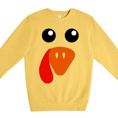 Cute Turkey Face Gift Pilgrim Thanksgiving Day Costume Gift Premium Crewneck Sweatshirt