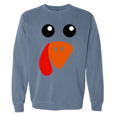 Cute Turkey Face Gift Pilgrim Thanksgiving Day Costume Gift Garment-Dyed Sweatshirt