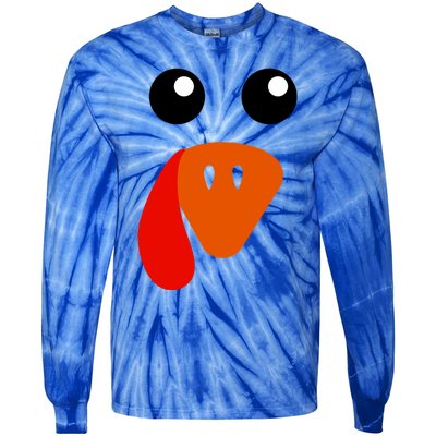 Cute Turkey Face Gift Pilgrim Thanksgiving Day Costume Gift Tie-Dye Long Sleeve Shirt