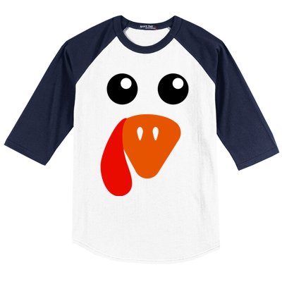 Cute Turkey Face Gift Pilgrim Thanksgiving Day Costume Gift Baseball Sleeve Shirt