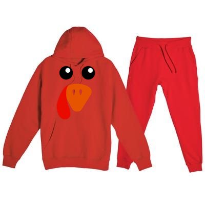 Cute Turkey Face Gift Pilgrim Thanksgiving Day Costume Gift Premium Hooded Sweatsuit Set