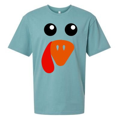 Cute Turkey Face Gift Pilgrim Thanksgiving Day Costume Gift Sueded Cloud Jersey T-Shirt