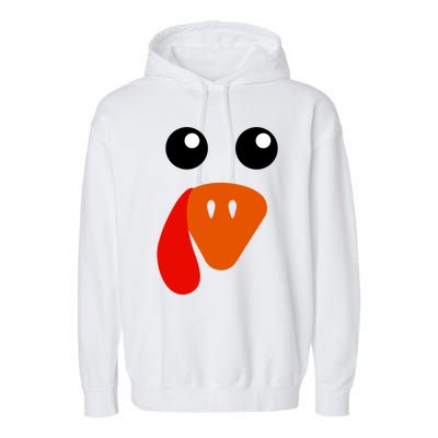 Cute Turkey Face Gift Pilgrim Thanksgiving Day Costume Gift Garment-Dyed Fleece Hoodie