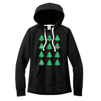 Christmas Tree Funny Emoji Emoticon Women's Fleece Hoodie