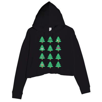 Christmas Tree Funny Emoji Emoticon Crop Fleece Hoodie