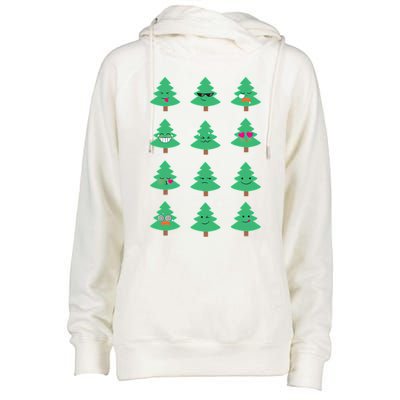 Christmas Tree Funny Emoji Emoticon Womens Funnel Neck Pullover Hood