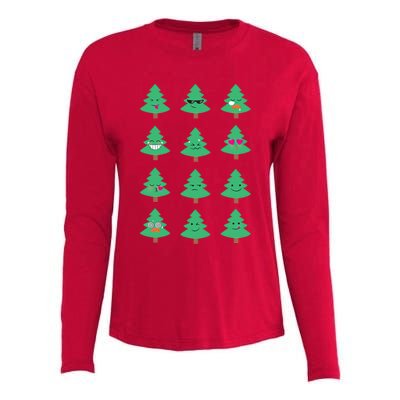 Christmas Tree Funny Emoji Emoticon Womens Cotton Relaxed Long Sleeve T-Shirt