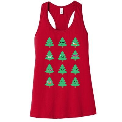 Christmas Tree Funny Emoji Emoticon Women's Racerback Tank