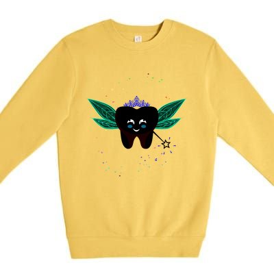 Cute Tooth Fairy Art Funny Dental Hygienist Fantasy Folk Gift Premium Crewneck Sweatshirt