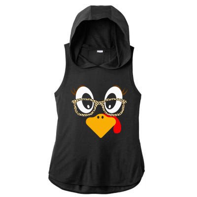 Cute Turkey Face Matching Family Costume Thanksgiving Day Ladies PosiCharge Tri-Blend Wicking Draft Hoodie Tank