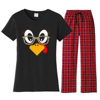 Cute Turkey Face Matching Family Costume Thanksgiving Day Women's Flannel Pajama Set