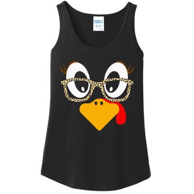 Cute Turkey Face Matching Family Costume Thanksgiving Day Ladies Essential Tank