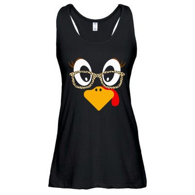 Cute Turkey Face Matching Family Costume Thanksgiving Day Ladies Essential Flowy Tank