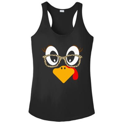 Cute Turkey Face Matching Family Costume Thanksgiving Day Ladies PosiCharge Competitor Racerback Tank